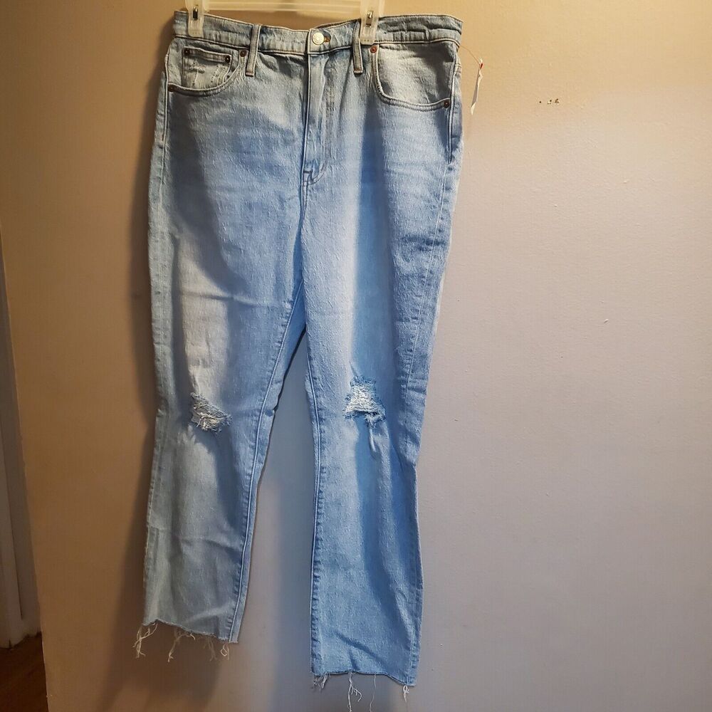 NWT Madewell The High-Rise Slim Boyjean in Prentice Wash: Ripped Edition W 32